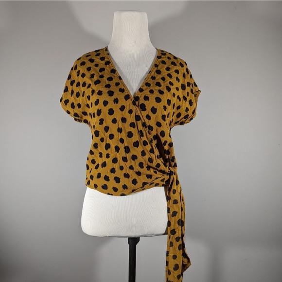 Madewell Sash-Tie Wrap Top in Painted Spots Women's Size S - Picture 2 of 6